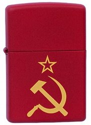 Зажигалка Зиппо Z233 Серп и Молот Red Matte фото